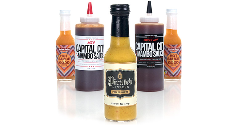 Custom printed sauce labels