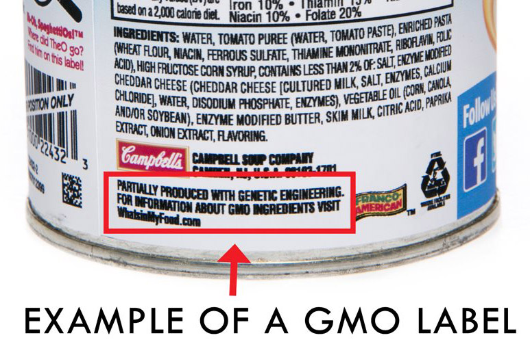 Example of Vermont's GMO label on Campbell's soup can