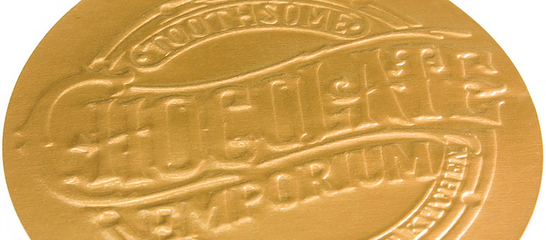 Gold embossed label