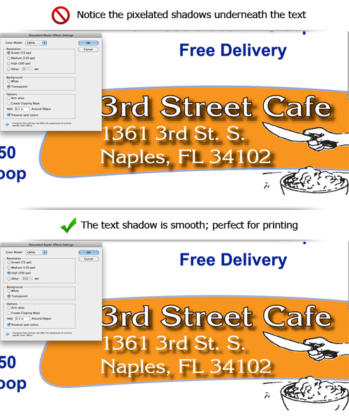 Setting Raster Effects for Printing - Consolidated Label